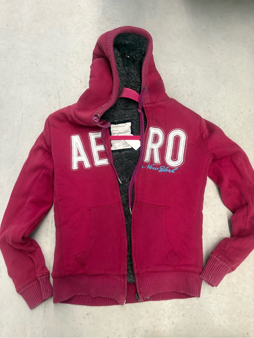 Aeropostale Maroon Hooded Sherpa-Lined hoodie